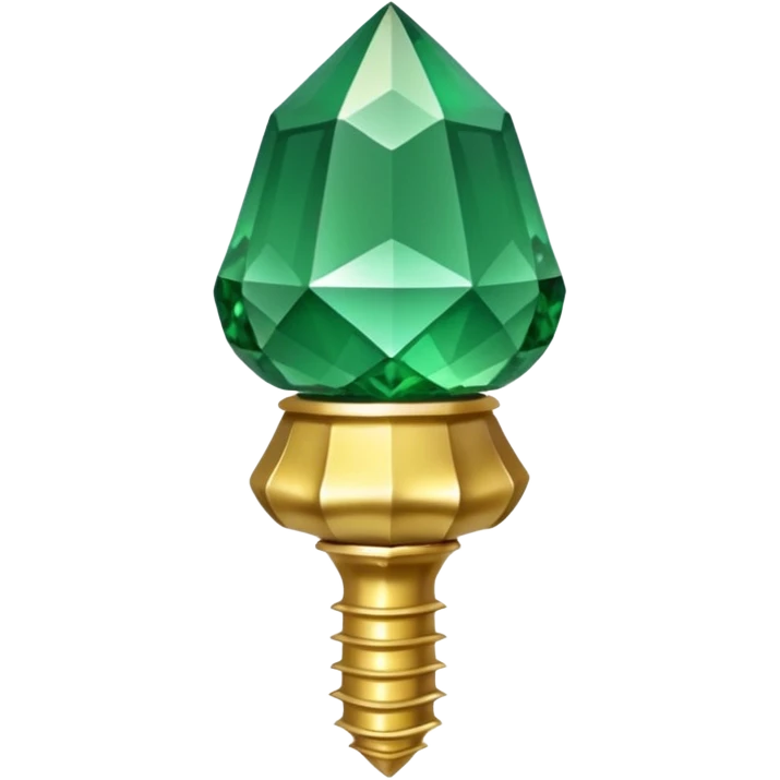 sparkling emerald Acorn like diamond with stem made of gold emoji