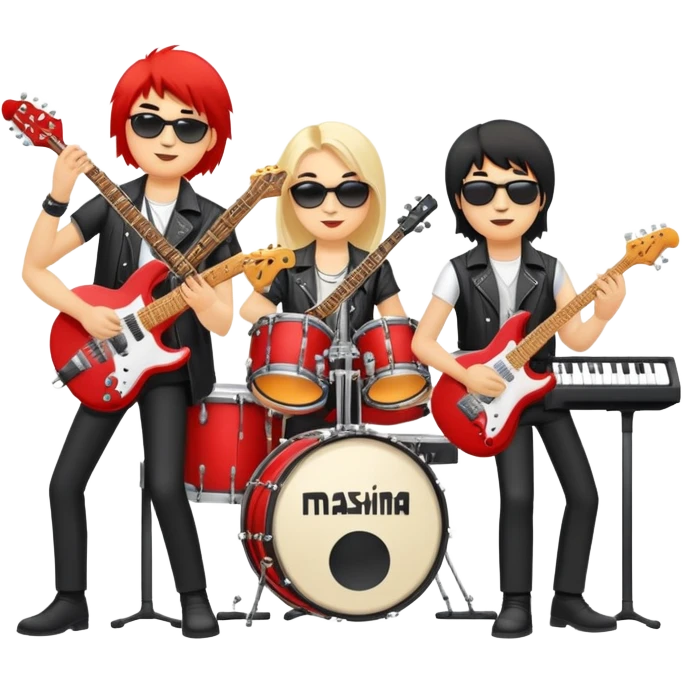 Russian rock band Mashina Vremeni with musicians playing instruments emoji
