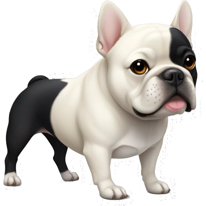 Black French bulldog with white chest standing nearby dog shiba inu  emoji