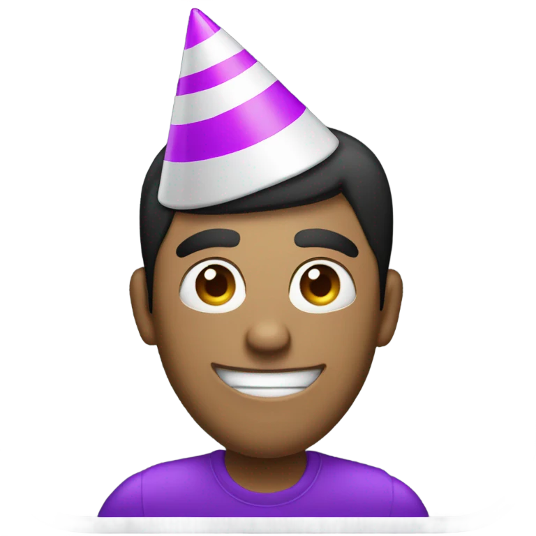 A guy holding a iPhone wearing party hat in  emoji