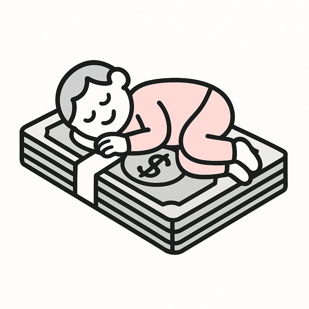 happy person napping on mattress of money emoji