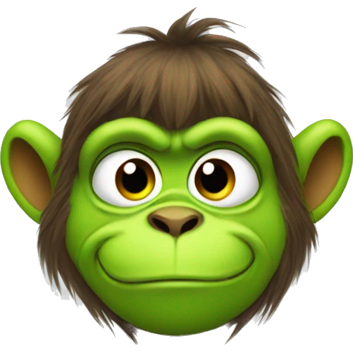 Little monkey dressed as the grinch emoji