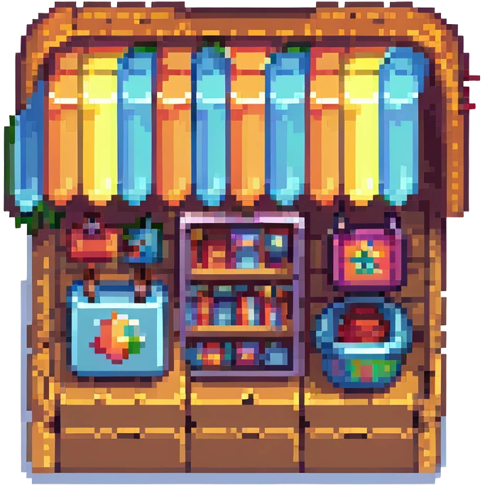 store icon, pixel art style, retro and blocky emoji