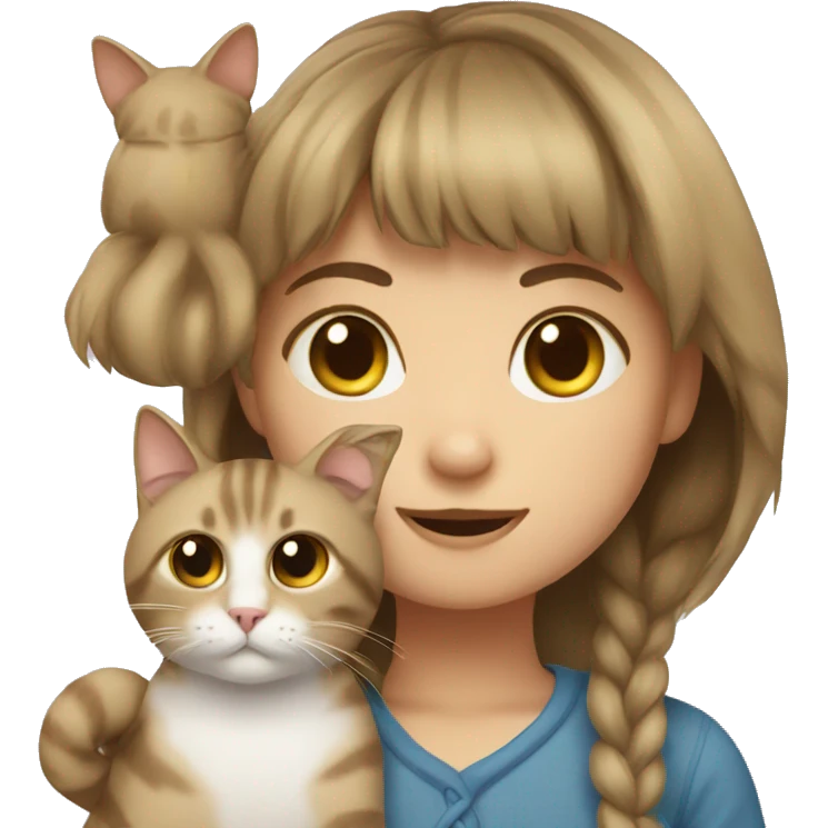 Cat with girl emoji