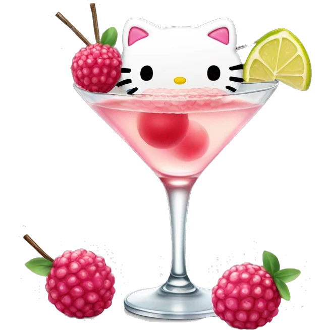 hello kitty with lychee martini emoji