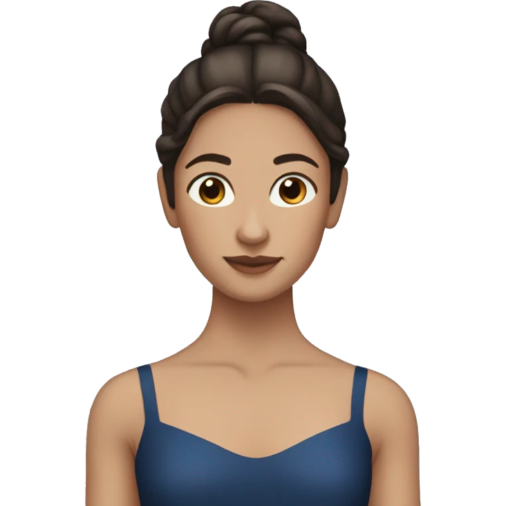 Ballerina with dark brown hair and dark blue skirt  emoji