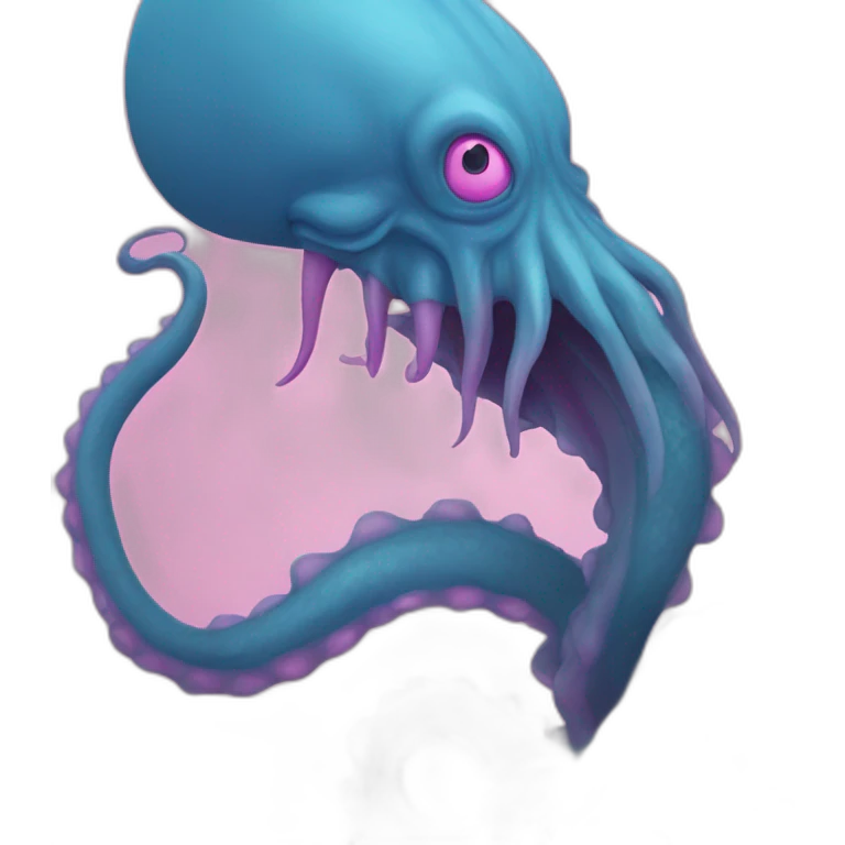 a blue kraken fighting  has another pink kraken emoji