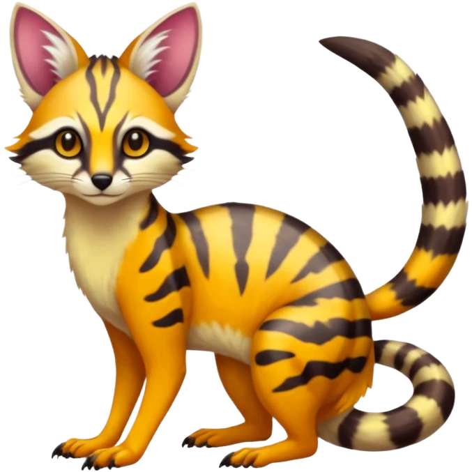 Exotic randomly colored colorful light cute lush warm-colored Fakémon-Fionbri-Vernid-Genet-creature with markings (full body) emoji