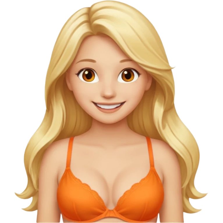 blonde long hair girl orange bra emoji