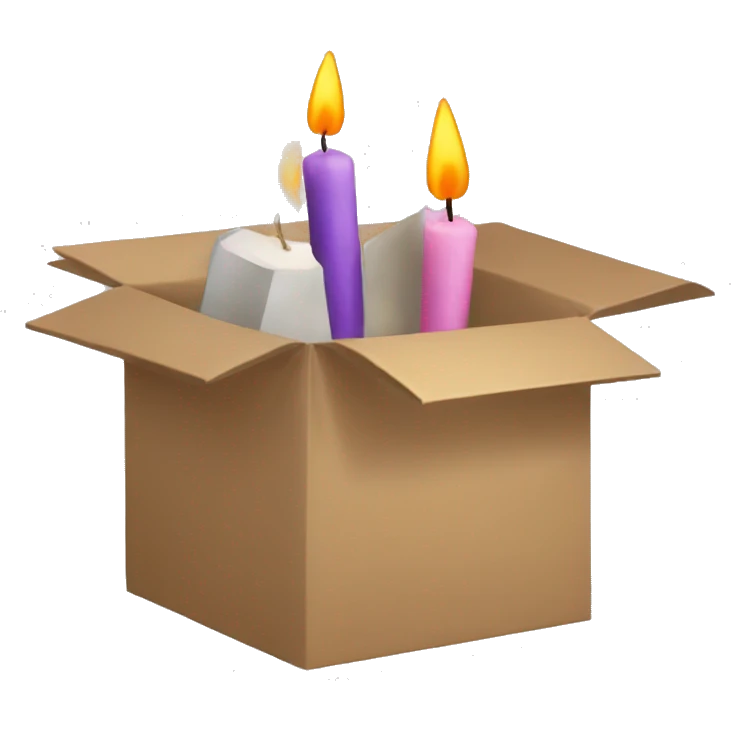 Box with materials for making candle emoji