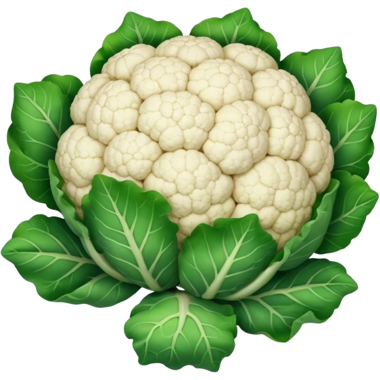 cauliflower with green leaves, soft shading emoji