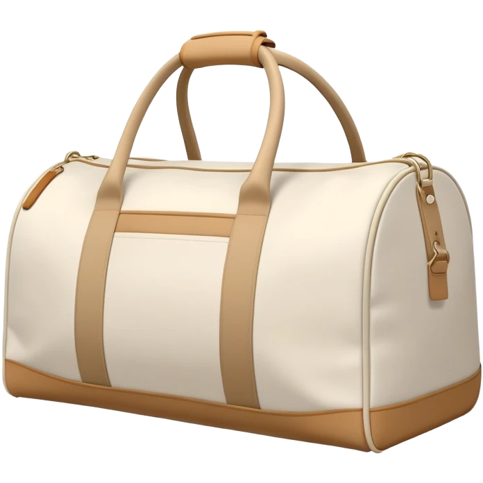 white duffel gym bag with beige trim, minimal aesthetic, plain emoji