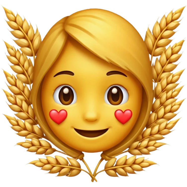 A loved fqce emoji but instead of heart, there is wheat emoji