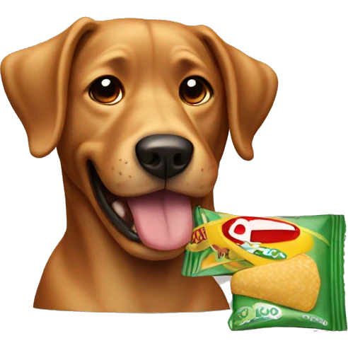 dog chewing empty crisp packet emoji