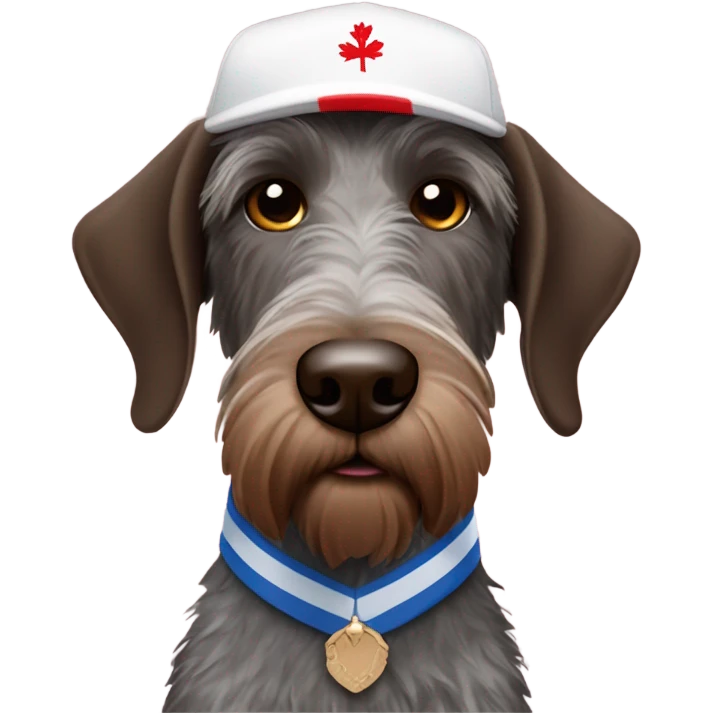 German wirehaired pointer wearing an England cricket hat emoji