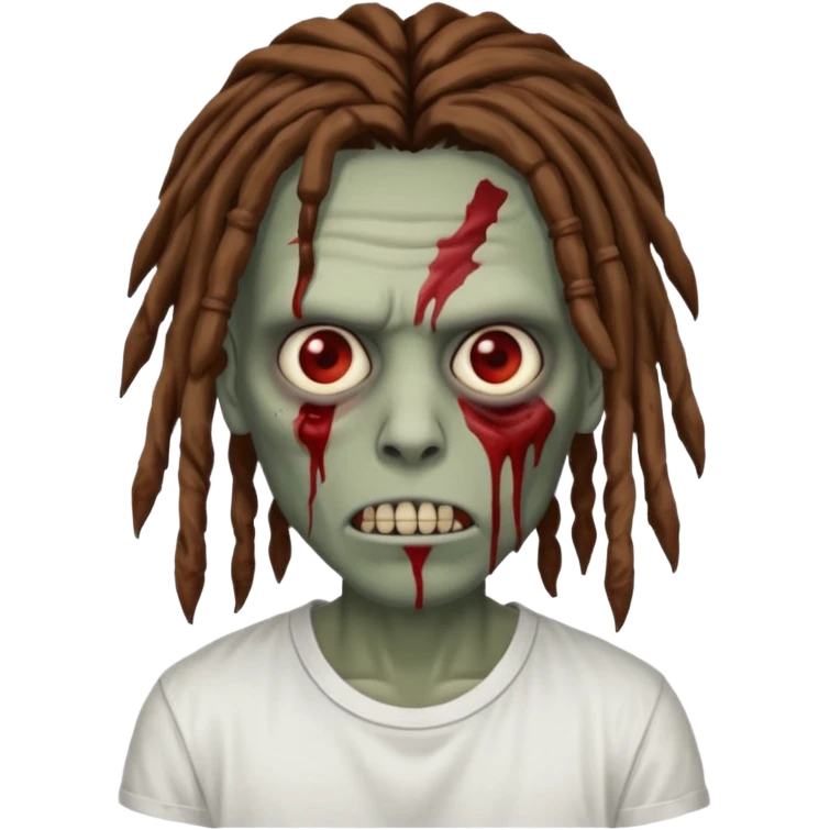 zombie with brown dreads white tee  emoji