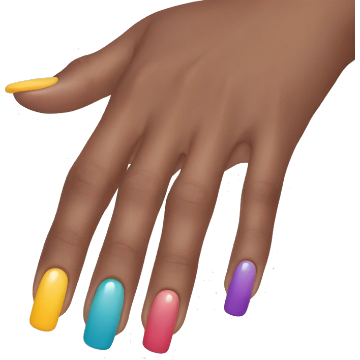 hand with each nail painted a different color emoji