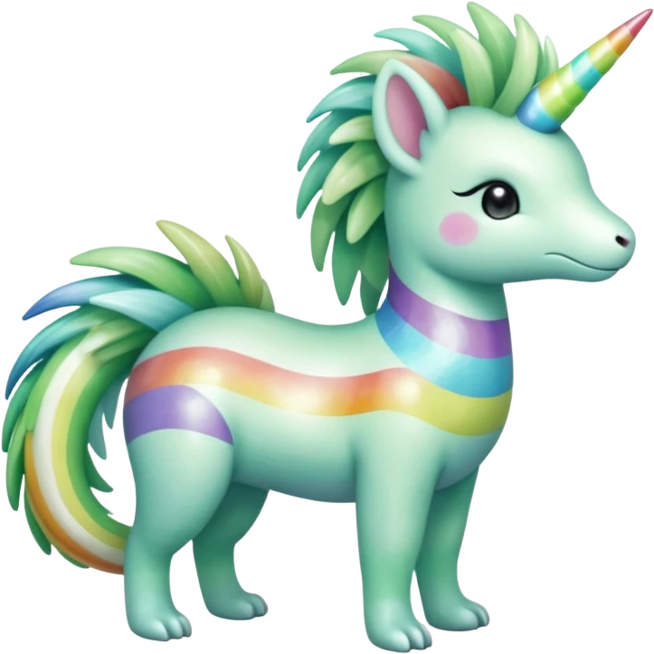 Iridescent striped rainbows pastel shiny sparkly zippy zappy icy Virizion-Trico-Amaura-Shaymin-hybrid-creature (full body) emoji