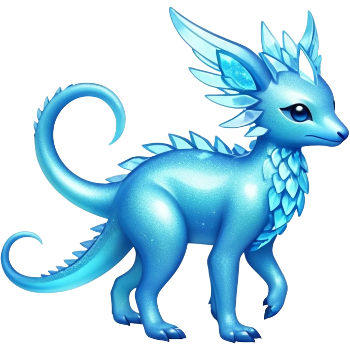 Shiny Exotic Futuristic Tropical Colorful Neon-colored Glittery Ethereal Sparkly Amaura-Aurorus-Fakémon-hybrid-creature (full body)  emoji