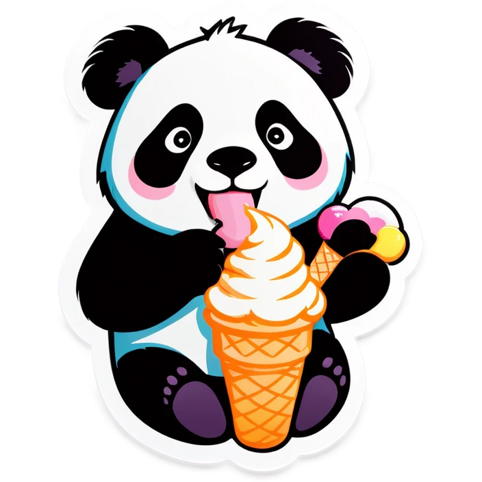 Panda eating ice cream emoji