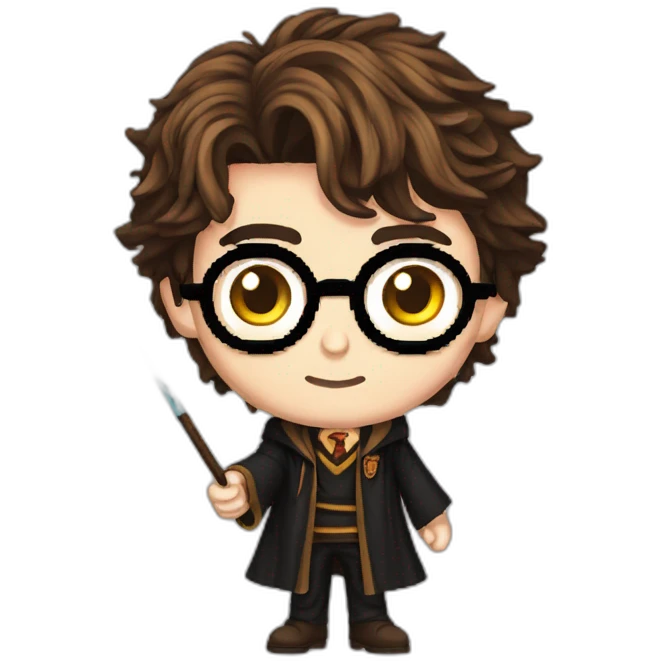 Detailed Pixel Art Harry Potter with wand emoji