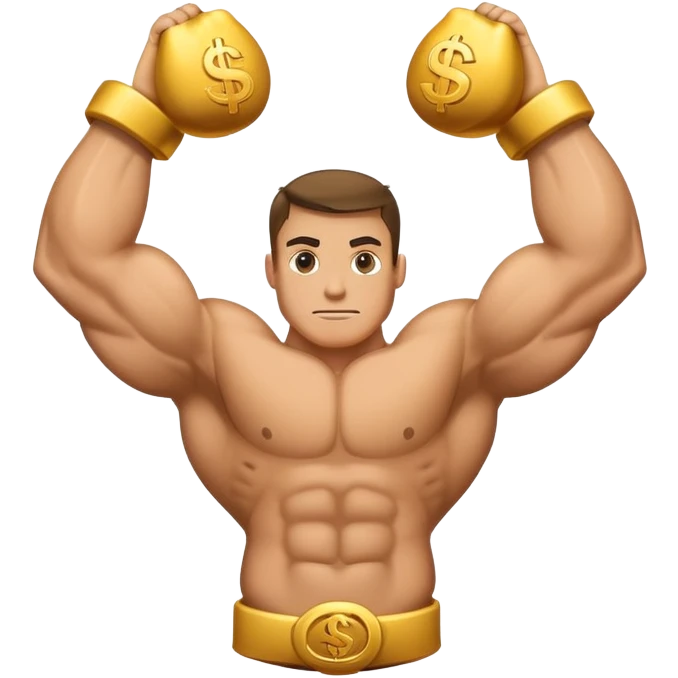 I want money bag with big strong arms from each side. Like its been going to the gym emoji