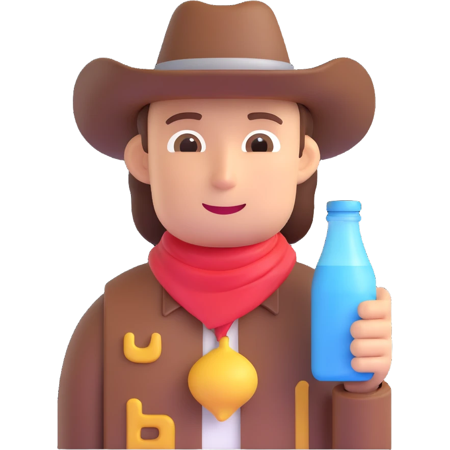 cowboy with a milk bottle emoji emoji