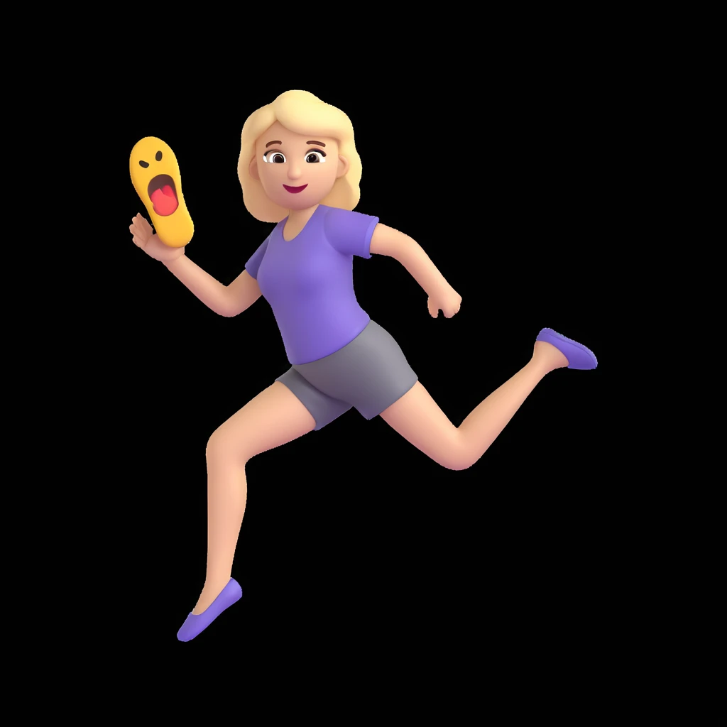 a mom dramatically leaping forward while throwing a slipper, emoji style emoji