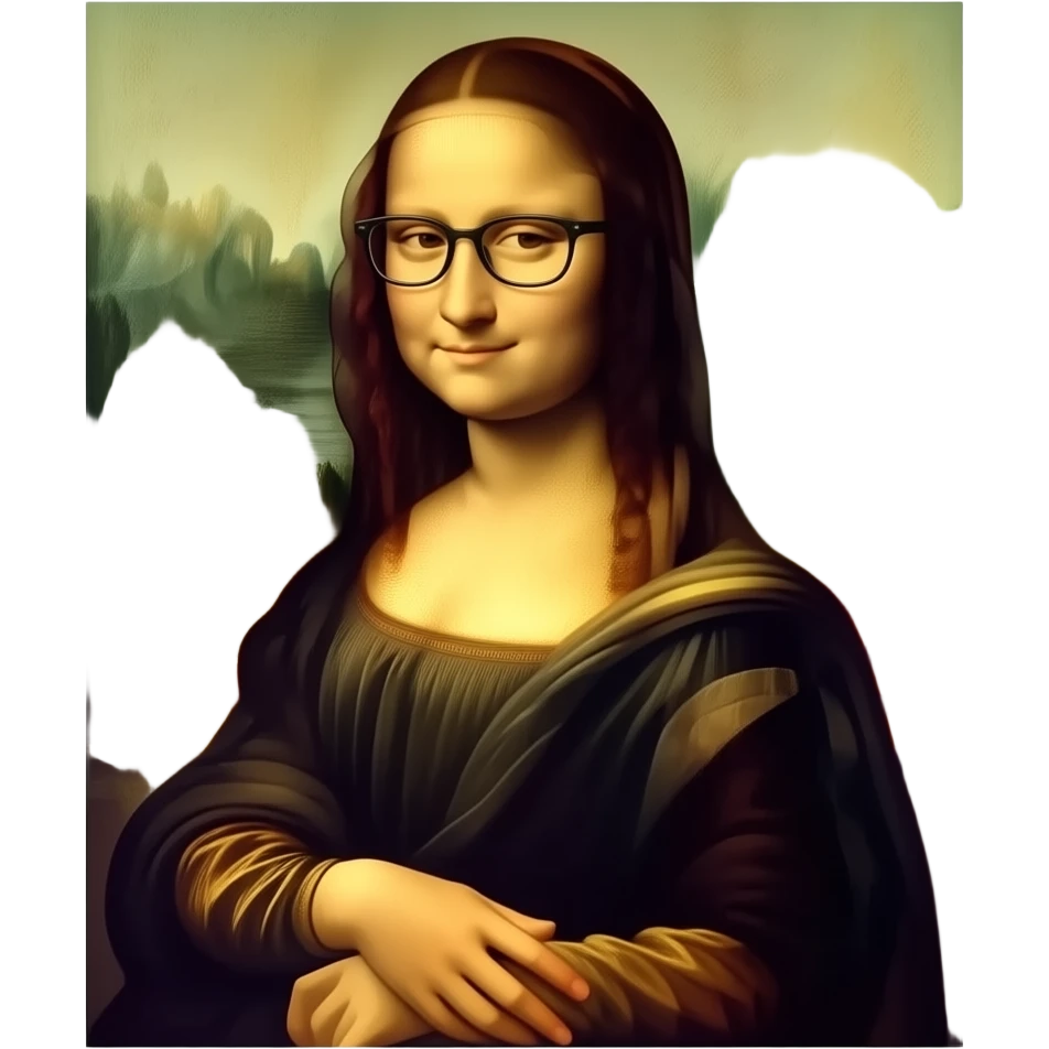 Mona Lisa avec lunettes dans le tableau au musée emoji