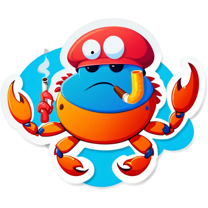 Crab smoking cigarette  emoji