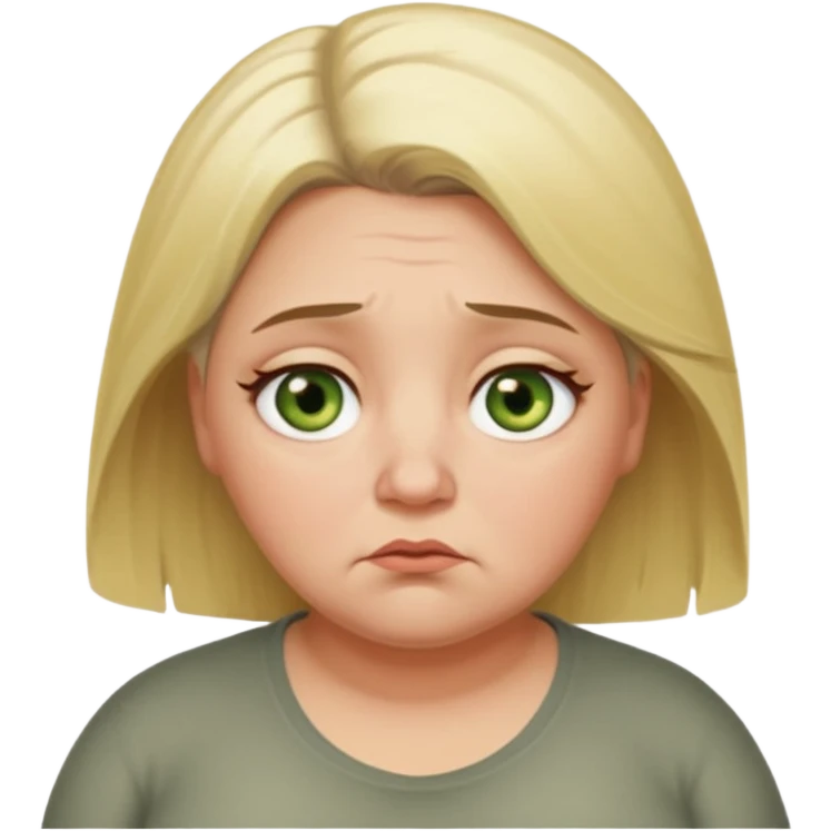 Overweight, blonde and grey haired female with golden green Hazel eyes having a bad week rolling eyes animated emoji