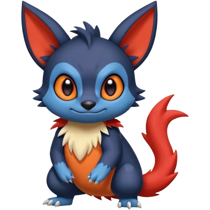 Cute adorable Stitch-Litten-Toothless-Noibat-Zangoose-fusion, full body emoji