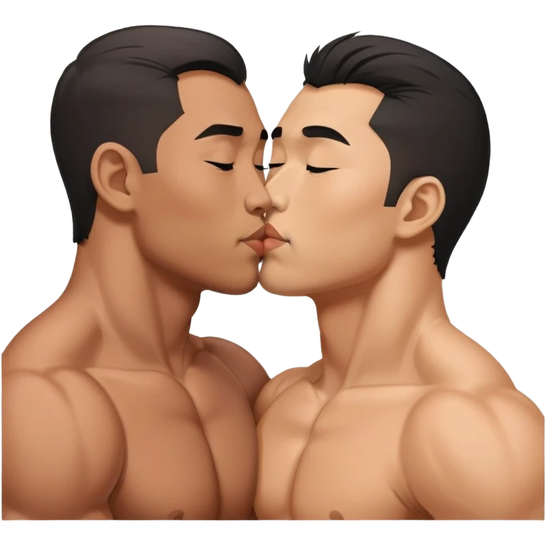 Two Asian muscular men kissing emoji