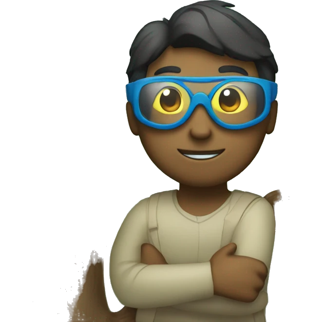man with goggles hugging a tree emoji