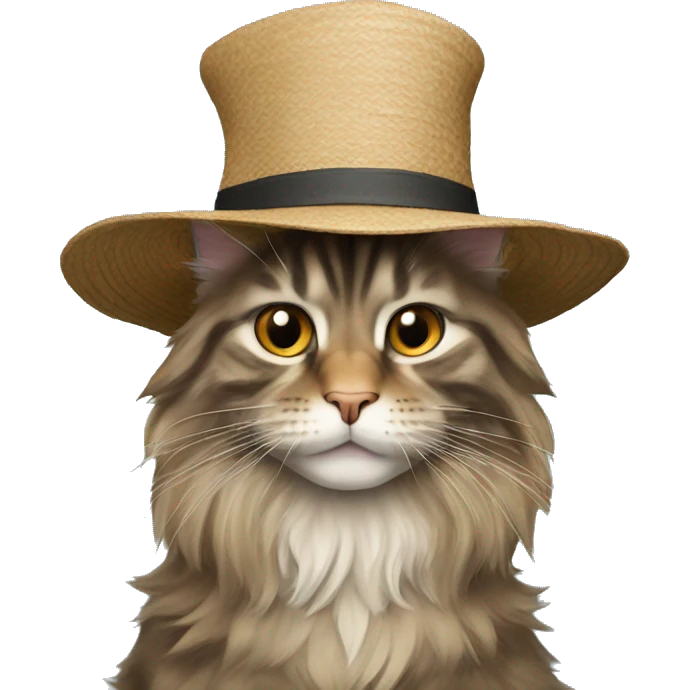 Maine coon with hat emoji