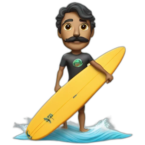 surfer who has a mustache and five oclock shadow with pit vipers emoji