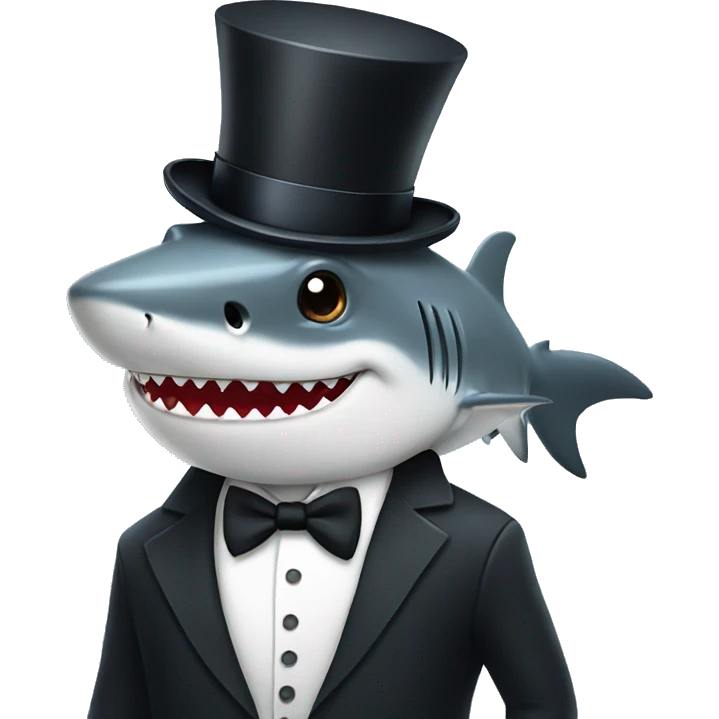 Shark with a top hat and tuxedo emoji