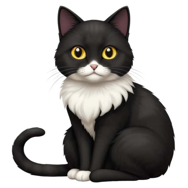 Black cat with white chest emoji