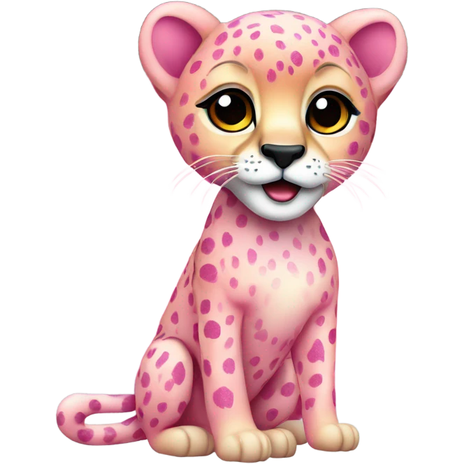 Pink ombre full-body cheetah with glitter adult emoji