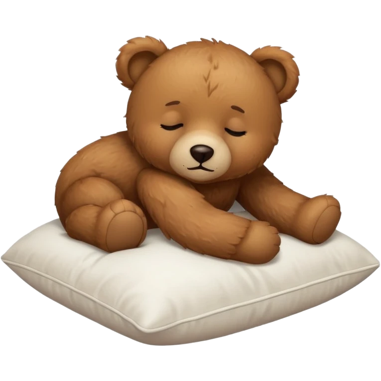 Cute teddy bear sleeping on a white pillow emoji