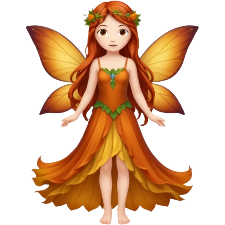 Full body Autumn fairy long hair emoji