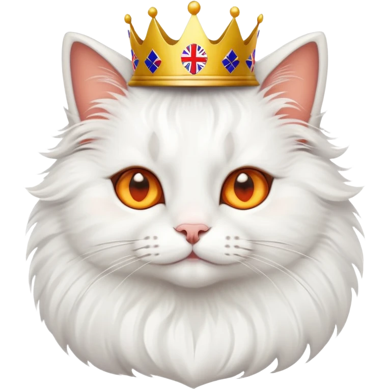Cat with a crown on its head and also holding a british flag  emoji