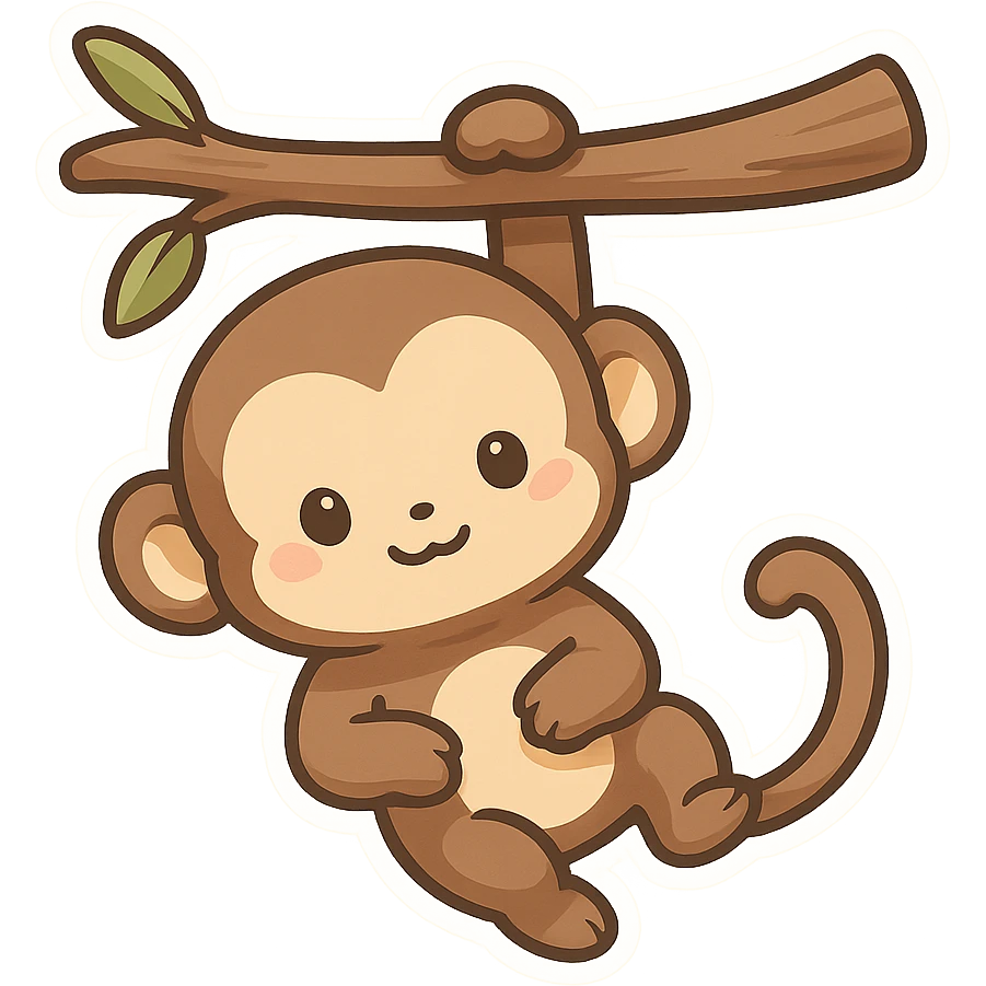 一只挂在树枝上的小猴子 emoji