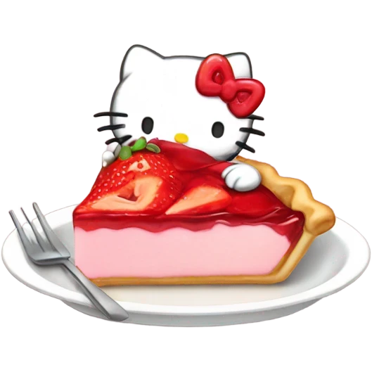 Hello kitty eating a strawberry pie  emoji