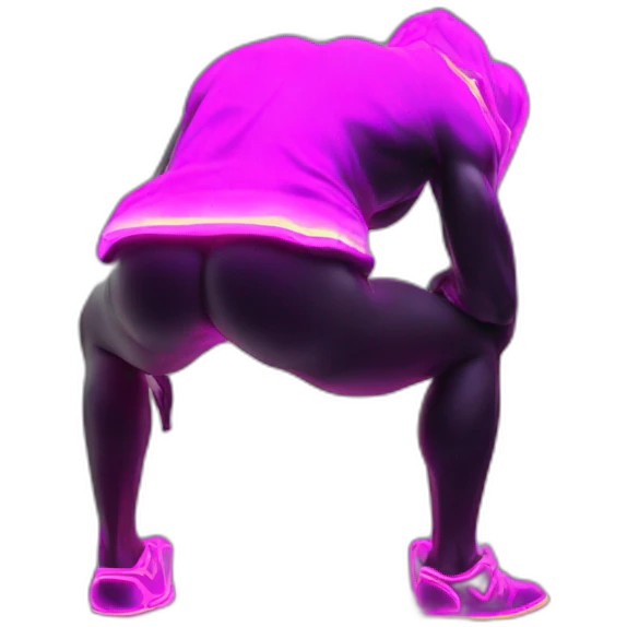 Juicy booty neon sign style man emoji
