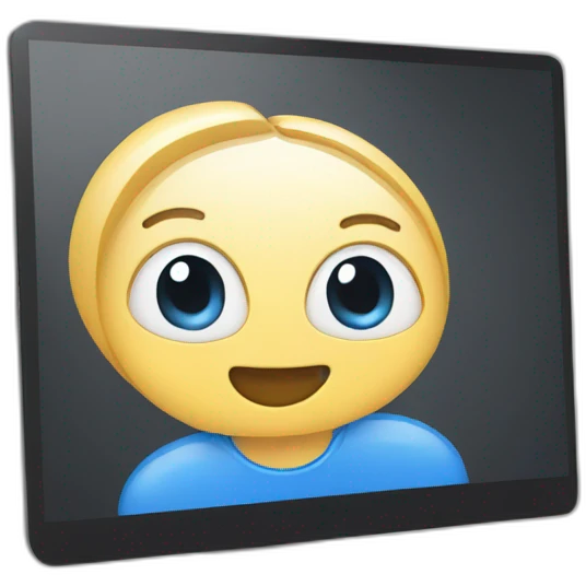computer with the video call on the screen emoji