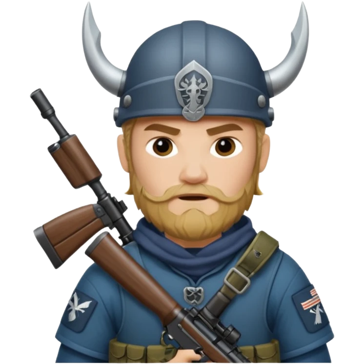 Viking in seal team 6 outfit with a military rifle emoji
