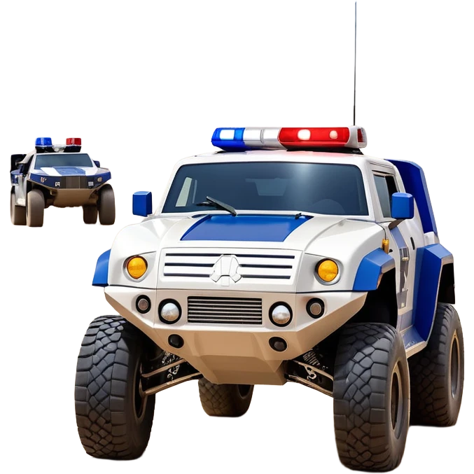 Star Wars’s Range trooper’s police evil darkly night blue Dirty and dented Local Motors Rally Fighter off road race car hot rod meets hummer trophy truck-style basher flying down a dusty road catching everything (silver wheels) emoji