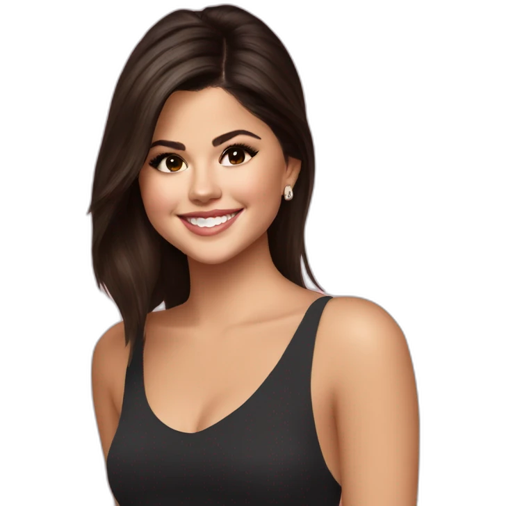 Selena gomez smiling with r emoji