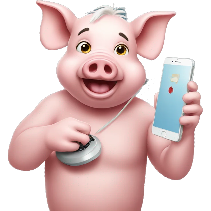 pig playing phone emoji
